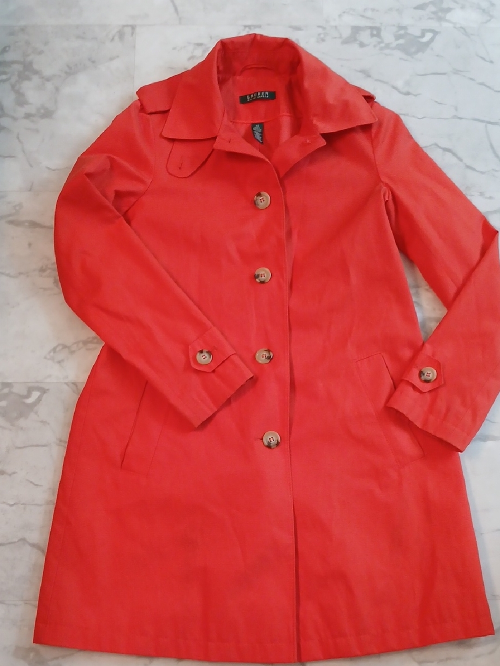 Ralph Lauren Surf Orange Classic Trench Coat Women's XS